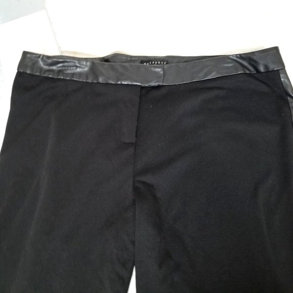 Metaphor Faux Leather Stretch Legging Pant Bottom 14P Black Tuxedo Gothic Punk A - Picture 4 of 11